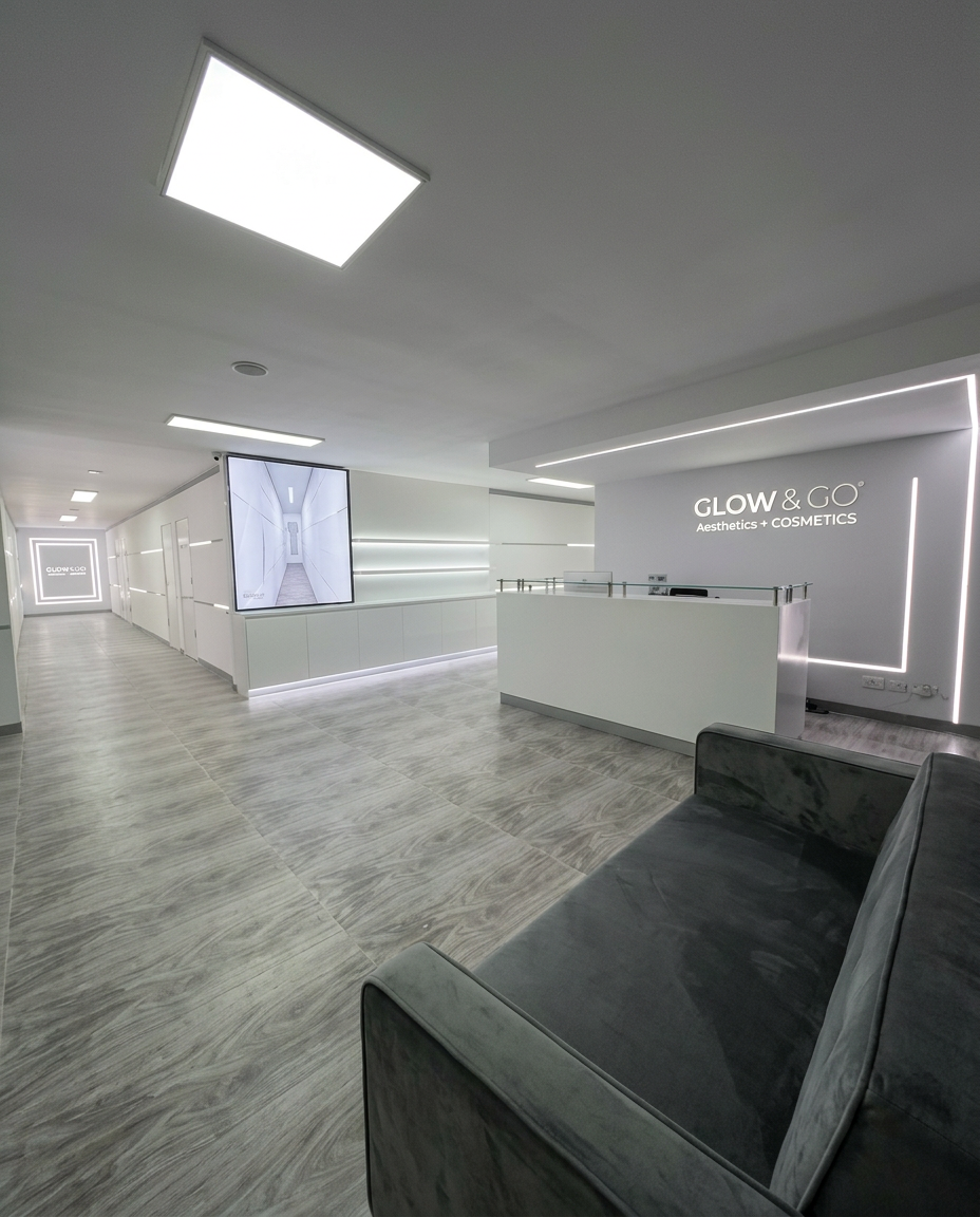 Glow & Go clinic reception in Gulberg-III, Lahore