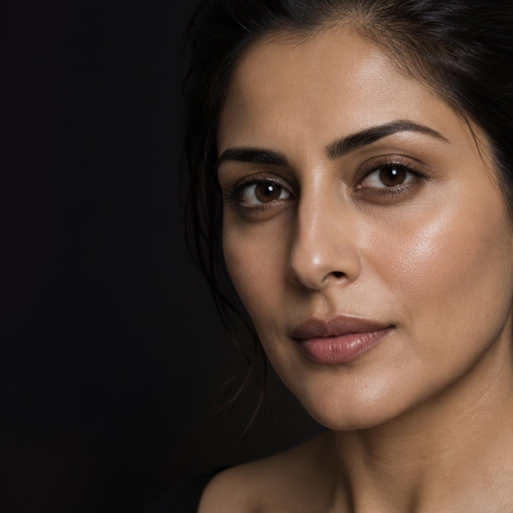 Editorial skincare portrait; not a treatment result